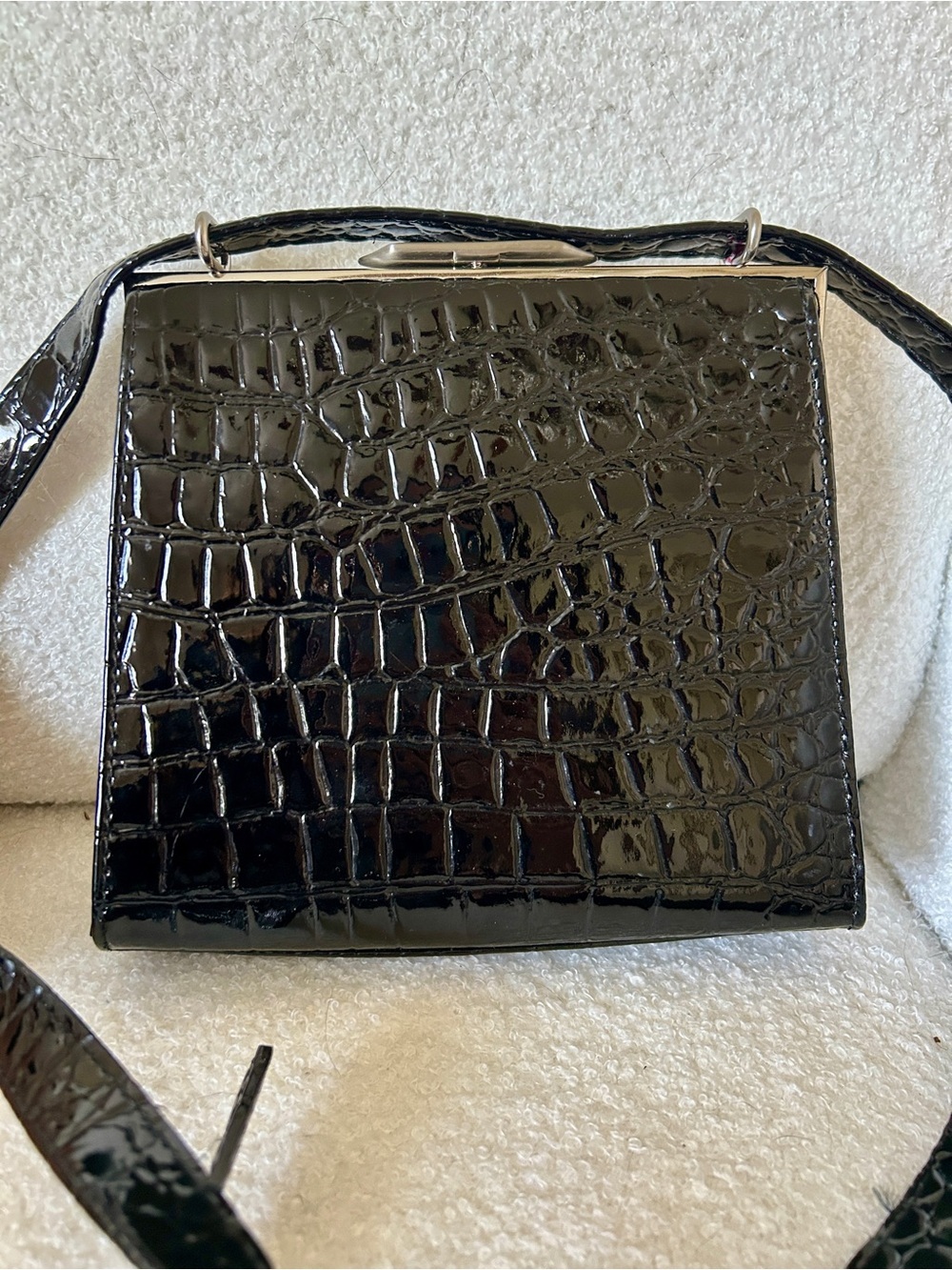 Nine West Black Croc-Effect Mini Crossbody Bag - Picture 2 of 5